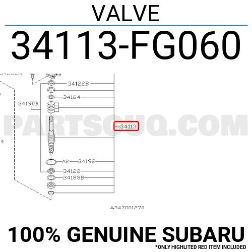 VALVE 34113FG060 | Subaru Parts | PartSouq