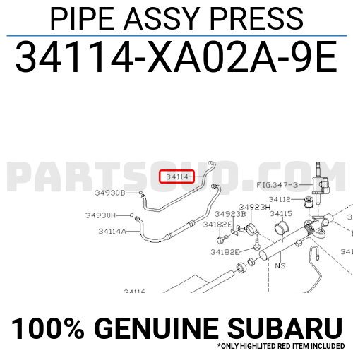 PIPE ASSY PRESS 34114XA02A9E | Subaru Parts | PartSouq