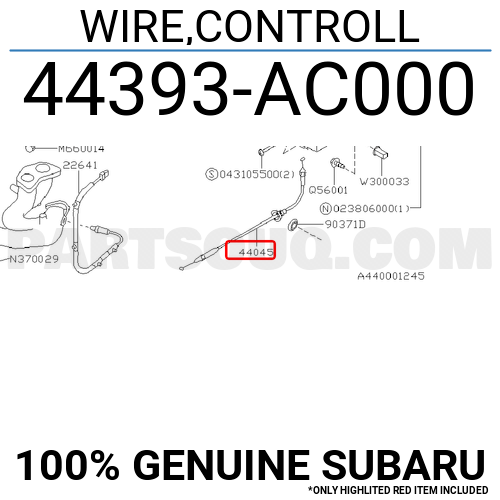 44393AC000 Subaru WIRE,CONTROLL