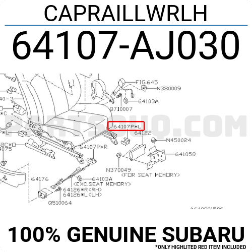 CAPRAILLWRLH 64107AJ030 | Subaru Parts | PartSouq