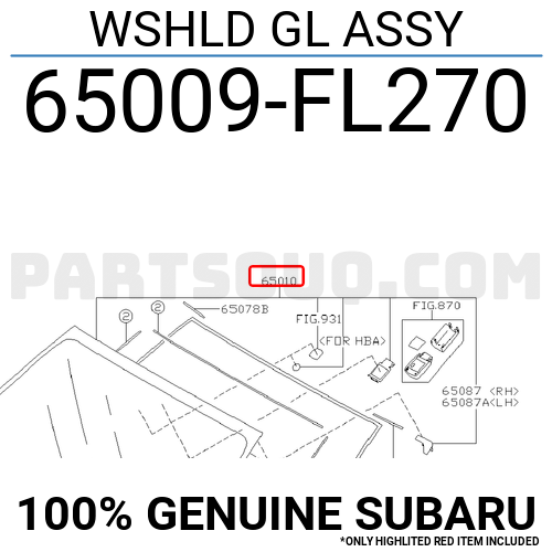 WSHLD GL ASSY 65009FL270 | Subaru Parts | PartSouq