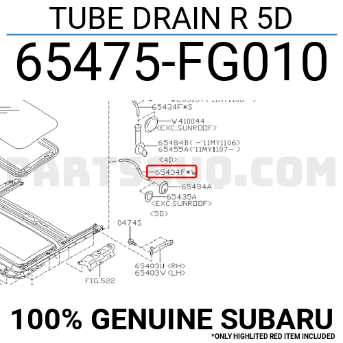 TUBE DRAIN R 5D 65475FG010 | Subaru Parts | PartSouq