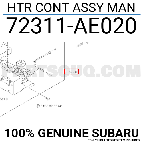 HTR CONT ASSY MAN 72311AE020 | Subaru Parts | PartSouq