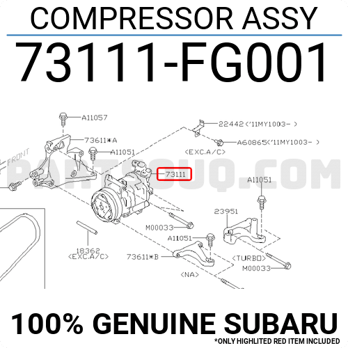 COMPRESSOR ASSY 73111FG002 | Subaru Parts | PartSouq