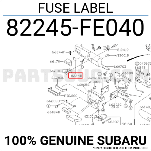 FUSE LABEL 82245FE040 | Subaru Parts | PartSouq