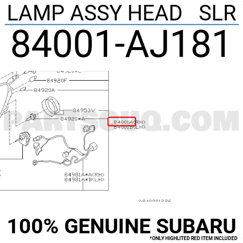 LAMP ASSY HEAD SLR 84001AJ180 | Subaru Parts | PartSouq