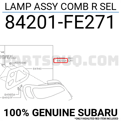 LAMP ASSY COMB R SEL 84201FE271 | Subaru Parts | PartSouq