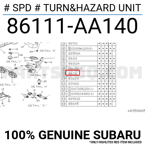 SPD # TURN&HAZARD UNIT 86111AA140 | Subaru Parts | PartSouq