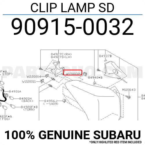 Subaru 909150032 Lamp Clip 