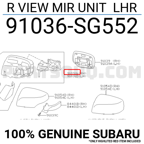 R VIEW MIR UNIT LHR 91036SG553 | Subaru Parts | PartSouq