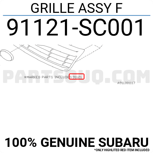 GRILLE ASSY F 91121SC001 | Subaru Parts | PartSouq