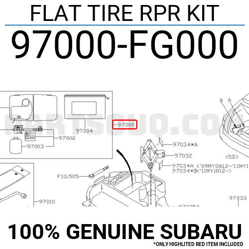 FLAT TIRE RPR KIT 97000FG000 | Subaru Parts | PartSouq