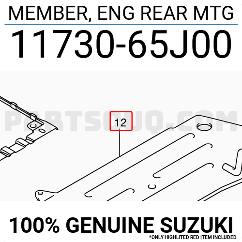 1173065J00 Suzuki MEMBER, ENG REAR MTG