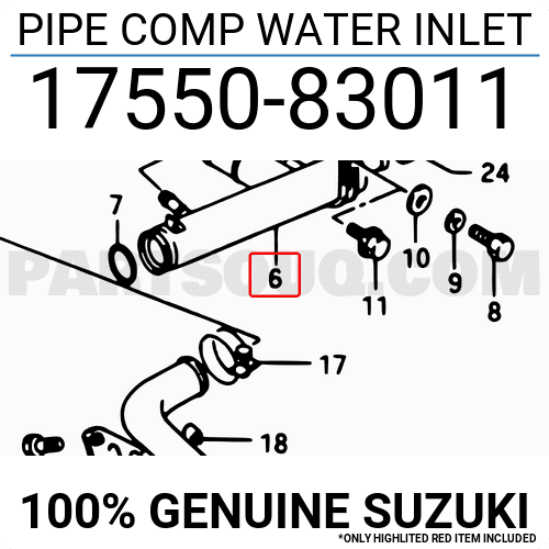 PIPE COMP WATER INLET 1755083011 | Suzuki Parts | PartSouq