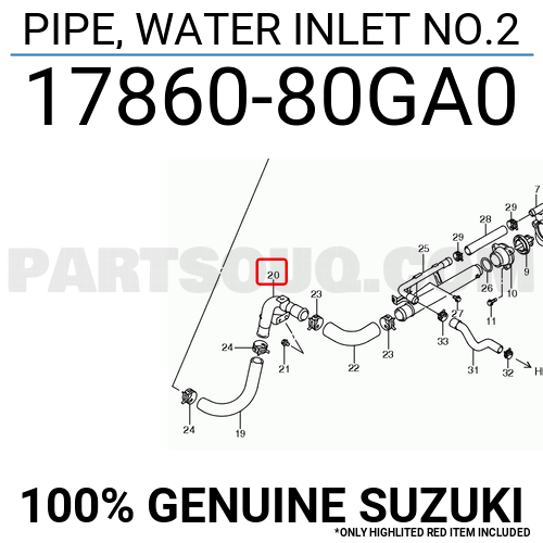 1786080GA0 Suzuki PIPE, WATER INLET NO.2