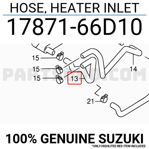 1787166D00 Suzuki HOSE, HEATER INLET