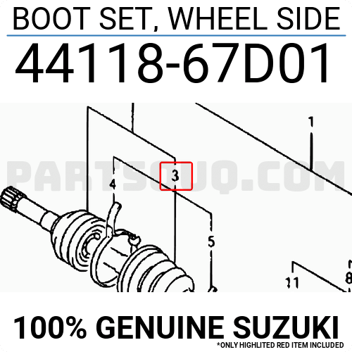 BOOT SET, WHEEL SIDE 4411867D01 | Suzuki Parts | PartSouq