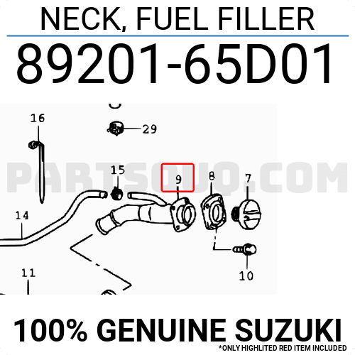NECK, FUEL FILLER 8920165D01 Suzuki Parts PartSouq