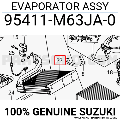 EVAPORATOR ASSY 95411M63JA0 Suzuki Parts PartSouq