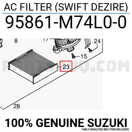 Ac Filter Swift Dezire 95861m74l00 Suzuki Parts Partsouq