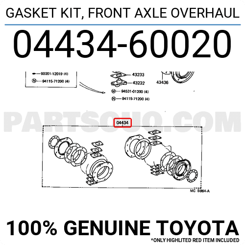 thumbnail image 2 of Front Axle Overhaul Gasket Kit (Oil Seal Kit) For Lexus LX450 & Toyota Land Cruiser – DBC-PARTS 2 of 5