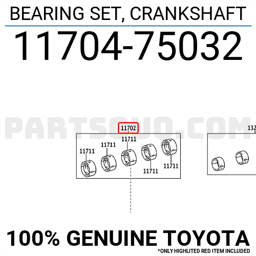 帯締め BEARING SET, CRANKSHAFT 1170475031 | Toyota Parts | PartSouq