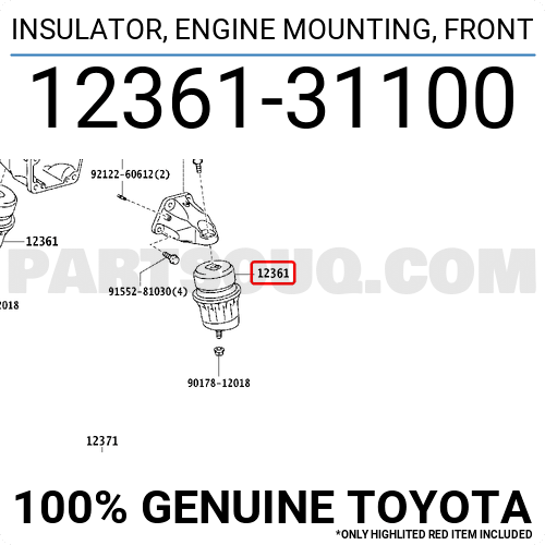 INSULATOR, ENGINE MOUNTING, FRONT 1236131100 | Toyota Parts | PartSouq