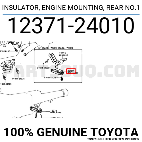 INSULATOR, ENGINE MOUNTING, REAR NO.1 1237124010 | Toyota