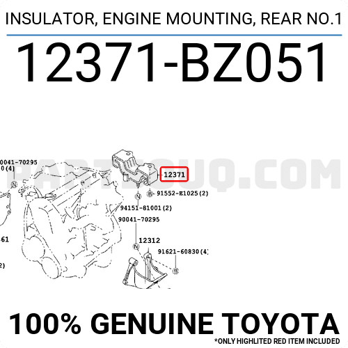 Amazon.com: Toyota Genuine Parts - Insulator, Engine Mo