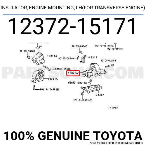 INSULATOR, ENGINE MOUNTING, LH(FOR TRANSVERSE ENGINE) 1237215171 ...