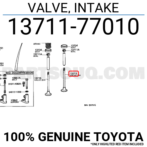 VALVE, INTAKE 1371177010 | Toyota Parts | PartSouq