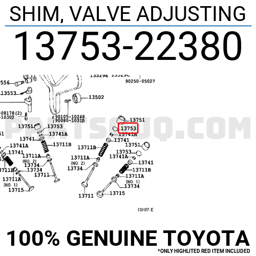 13753-74110 - Valve Adjusting Shim - OEM Genuine Toyota Parts