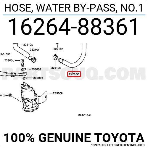 HOSE, WATER BY-PASS, NO.1 1626488361 | Toyota Parts | PartSouq