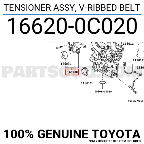 Buy Genuine Toyota 1662040020 (16620-40020) Tensioner Assy