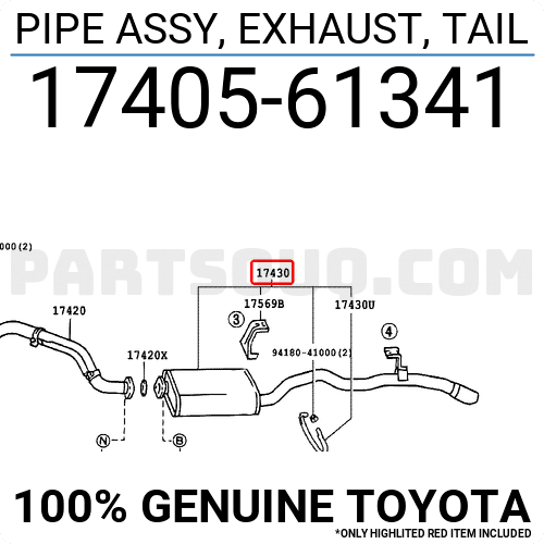 PIPE ASSY, EXHAUST, TAIL 1740561341 | Toyota Parts | PartSouq