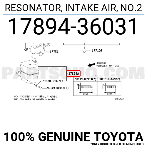 RESONATOR, INTAKE AIR, NO.2 1789436031 | Toyota Parts | PartSouq