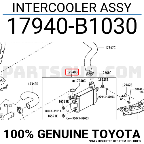 17940B1030 Toyota INTERCOOLER ASSY