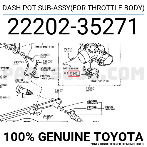 Toyota 22202-65030 Dash Pot Sub Assembly 