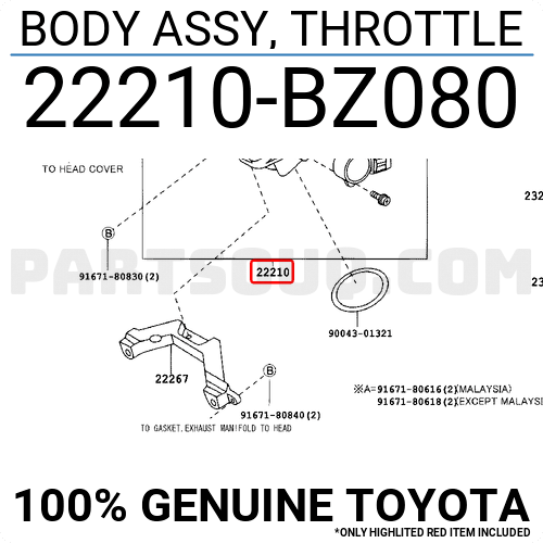 その他 A BODY ASSY, THROTTLE 22210BZ081 | Toyota Parts | PartSouq