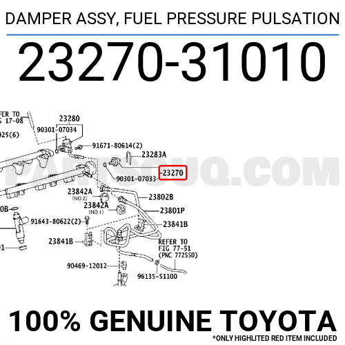DAMPER ASSY, FUEL PRESSURE PULSATION 2327031010 | Toyota Parts | PartSouq