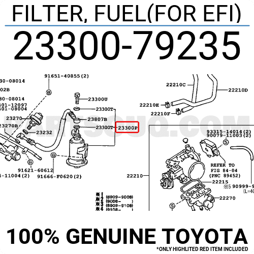 FILTER, FUEL(FOR EFI) 2330079235 | Toyota Parts | PartSouq
