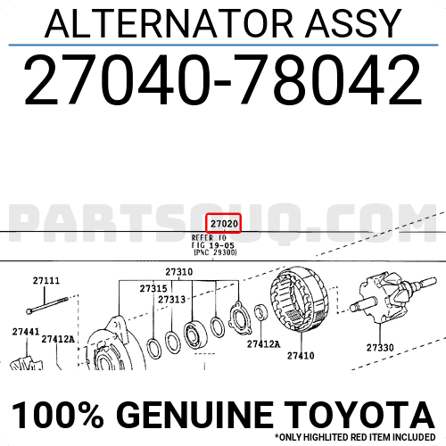 ALTERNATOR ASSY 2704078042 | Toyota Parts | PartSouq ALTERNATOR ASSY 2704078042 | Toyota Parts | PartSouq