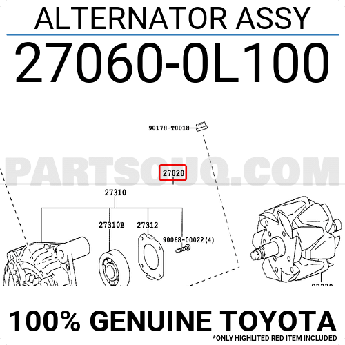 ALTERNATOR ASSY 270600L100 | Toyota Parts | PartSouq