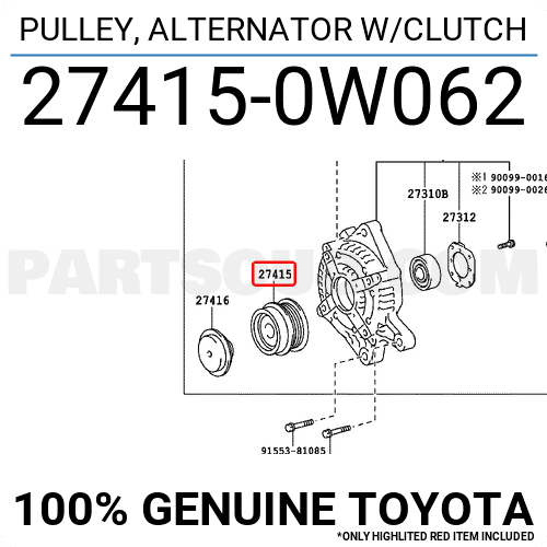 Toyota 27415-0W062 Alternator with Clutch Pulley 