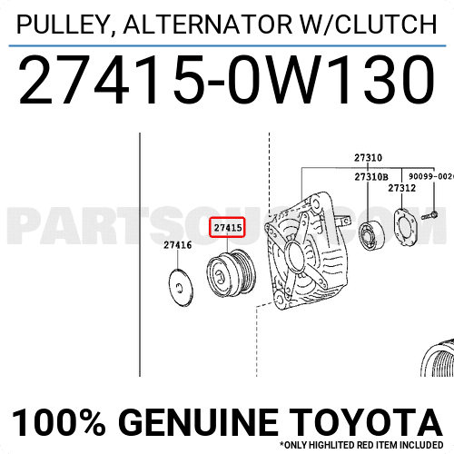 HARFON Alternator Clutch Pulley – 27415-0W010 / A / B / C – Direct Replacement (24-82290)