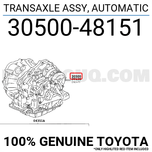 TRANSAXLE ASSY, AUTOMATIC 3050048151 | Toyota Parts | PartSouq