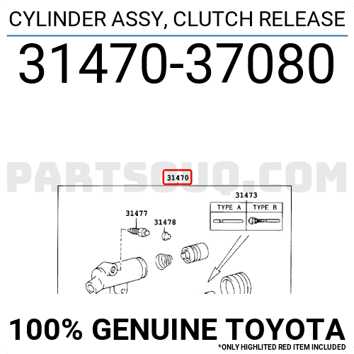 CYLINDER ASSY, CLUTCH RELEASE 3147037080 | Toyota Parts