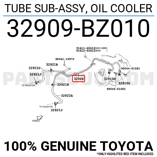 TUBE SUB-ASSY, OIL COOLER 32909BZ011 | Toyota Parts | PartSouq