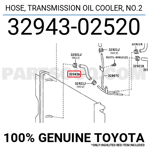 HOSE, TRANSMISSION OIL COOLER, NO.2 3294302520 | Toyota Parts | PartSouq