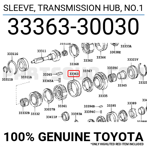 SLEEVE, TRANSMISSION HUB, NO.1 3336330030 | Toyota Parts | PartSouq